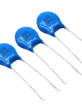 高压瓷片电容3KV820K 片径6mm 10% 82PF 3000V蓝色插件电容原厂