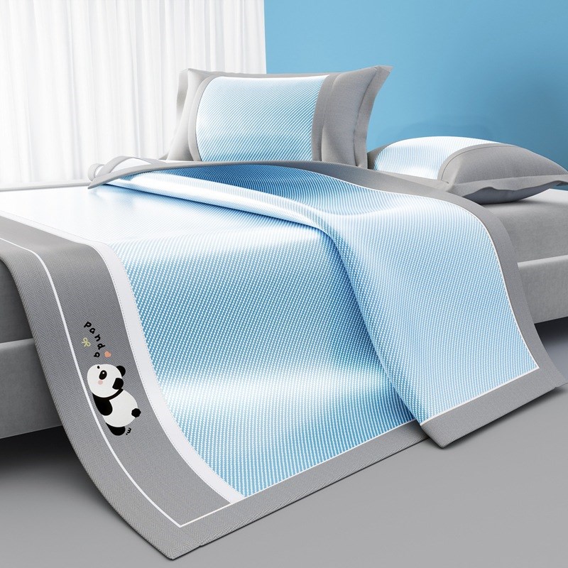 新款纯色凉感熊猫冰丝席学生宿舍单人床冰丝凉席床垫三件套可机洗