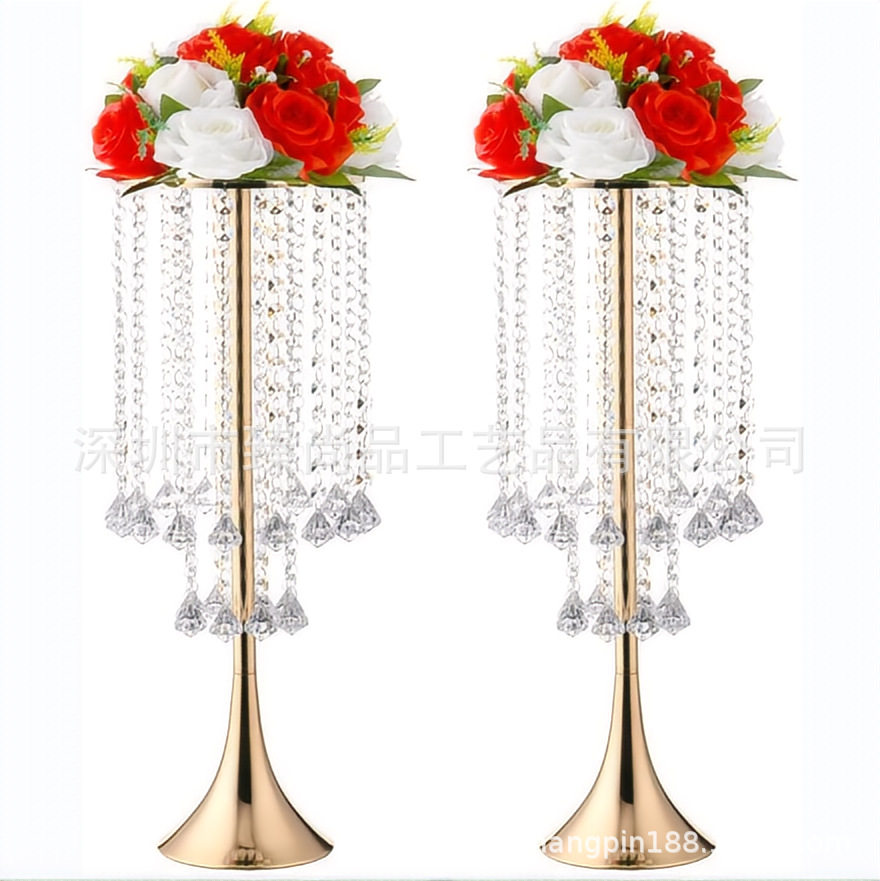 婚庆道具铁艺花架水晶珠帘婚礼装饰现场场地布置路引桌面花器摆件