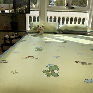 优选夏季凉感软席子卡通睡衣恐龙冰藤席夏凉席1.5m1.8米三件套空