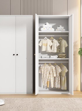 优选钢制衣柜家用卧室衣柜出租房用衣柜2025新款爆款儿童衣柜飘窗