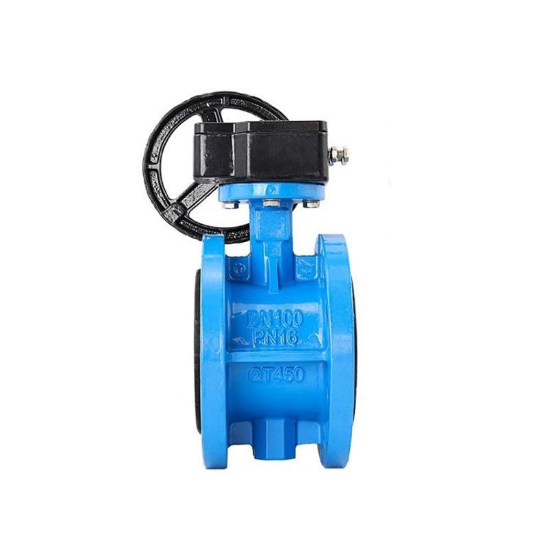 球墨铸铁常温涡轮法兰蝶阀D341X-16Q国标手轮双向阀门橡胶DN100