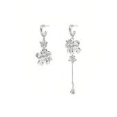 独特设计感AB款 不对称花朵锆石耳环轻奢高级感C圈耳钉