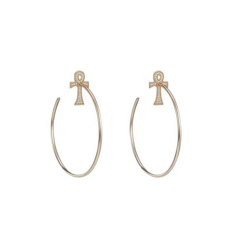 【新款】满钻安卡十字架耳环 显瘦显脸小 大耳圈女,饰品/流行首饰/时尚饰品新,耳环,淘宝优惠券,粉丝福利购,淘宝优惠卷