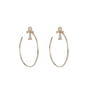 【新款】满钻安卡十字架耳环 显瘦显脸小 大耳圈女