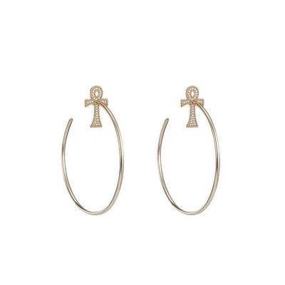 十字架耳环女新款满钻显瘦