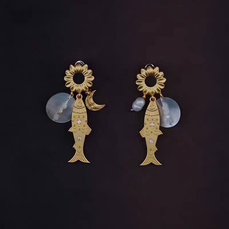 【新品】三文鱼与白天的眼睛系列不对称珍珠耳饰