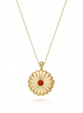 新款雏菊之镜红石锁骨链女礼物