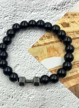 哑铃手錬手串健身火山石串珠男款轻奢小众精致2025年高颜值学生党