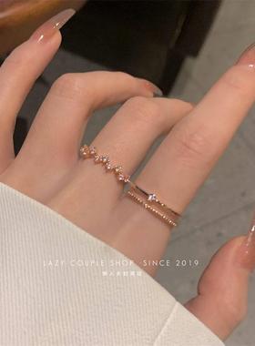 韩版开口可调节女生ins轻奢高级感精致锆石食指戒指小众设计饰品