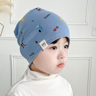 A类宝宝堆堆帽子纯棉儿童秋冬保暖套头帽婴儿男童女童冬季护耳帽