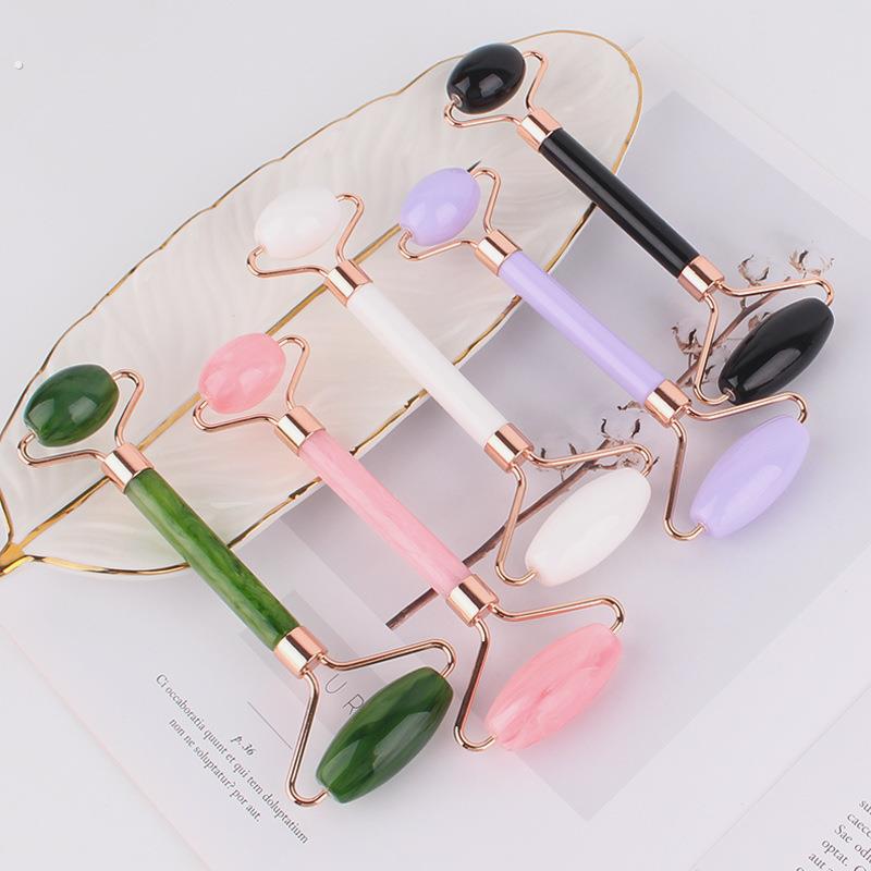 粉色滚轮按摩棒双头推脸面部心型刮痧美容按摩板拨筋灌肤按摩滚轮