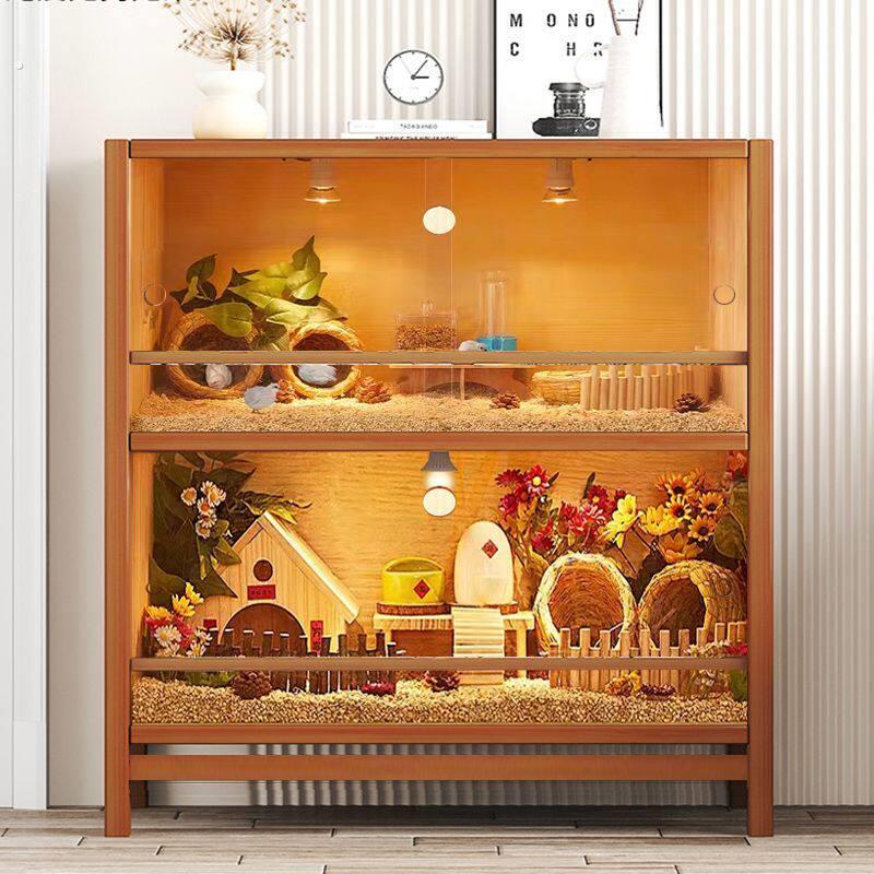 芦丁鸡饲养箱造景卢丁鸡宠物小鸡养殖笼专用二层别墅家用仓鼠笼子