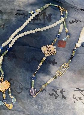 新中式璎珞长背云项圈古风汉服马面裙配饰明制流苏挂件长命锁吊坠