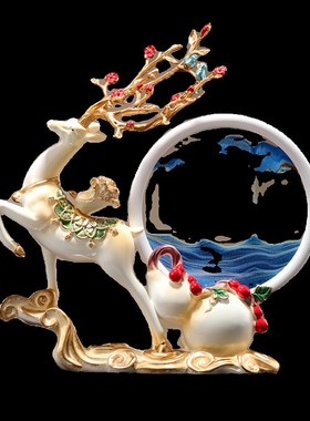 招财鹿创意葫芦流沙画摆件轻奢高档客厅玄关装饰品新家乔迁礼物