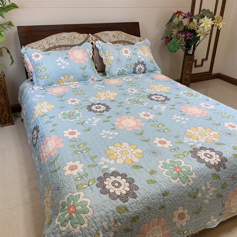 三件套绗缝被220X240夹棉床单床盖加两枕套双面花型四季可用,床上用品,床盖,淘宝优惠券,粉丝福利购,淘宝优惠卷