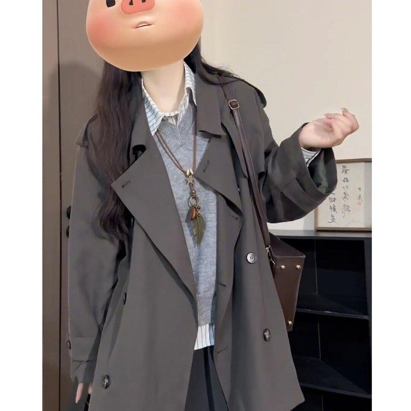 YC韩系超好看小个子宽松风衣外套女2025春秋新款宽松休闲短款大衣,女装/女士精品,短外套,淘宝优惠券,粉丝福利购,淘宝优惠卷