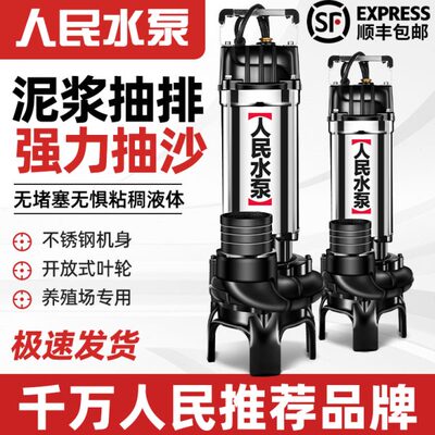 人民水泵不锈钢泥浆泵抽泥沙上海切割式污水泵抽粪无堵塞养殖排污