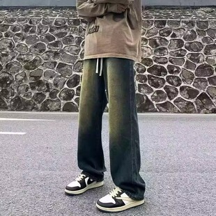 直筒裤 休闲宽松美式 弯刀长裤 男士 男生男裤 夏季 子新款 牛仔裤 高街裤