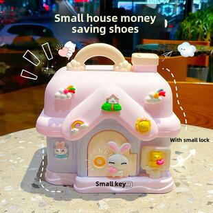卡通小房子存钱罐儿童女孩可存可取男孩学生礼物带锁小屋子储蓄罐