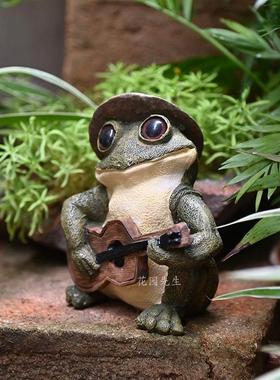 创意解压青蛙摆件桌面树脂动物雕塑办公装饰卡通庭院阳台造景礼物