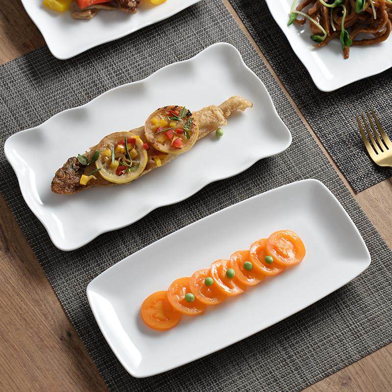 隆玫格10寸白色长条盘长方形盘子家用陶瓷餐具早餐盘家用小号鱼盘,餐饮具,盘,淘宝优惠券,粉丝福利购,淘宝优惠卷