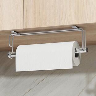 304不锈钢厨房纸巾架卷纸架 创意挂式柜门厨纸架免打孔厨房用纸架