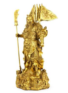 纯铜九龙关公财神佛像摆件关帝关二爷武财神乔迁送礼开业礼品中式