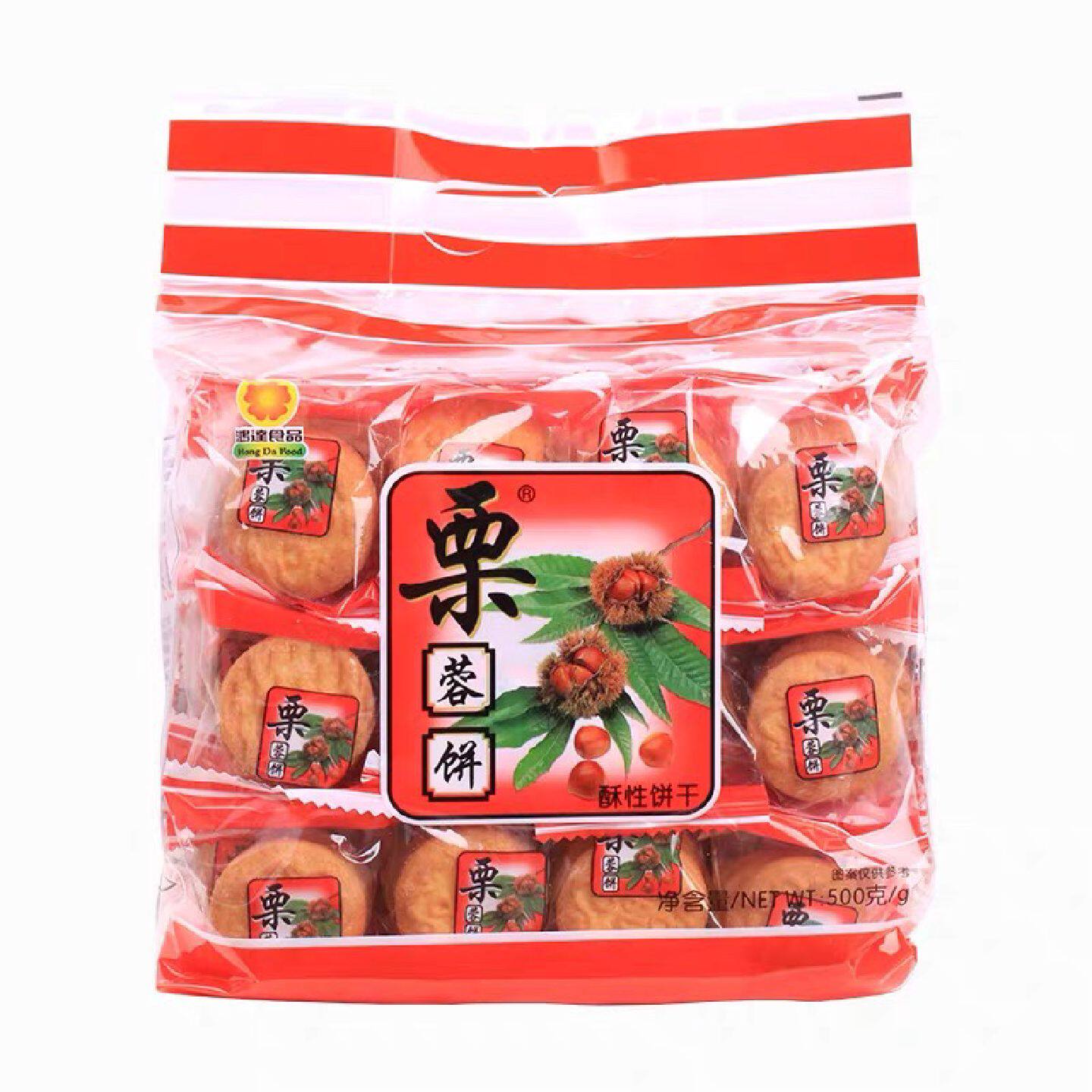 包邮鸿达栗蓉饼500g独立小包装酥性纤维饼干代餐休闲零食小吃