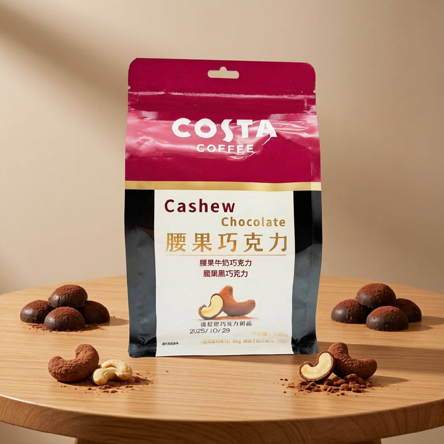 Costa咖世家腰果巧克力即食袋装138g腰果牛奶巧克力