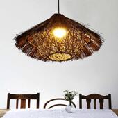 赶灯荟创意个性 草帽藤艺吊灯卧室餐厅茶室农家乐复古店铺商用灯具