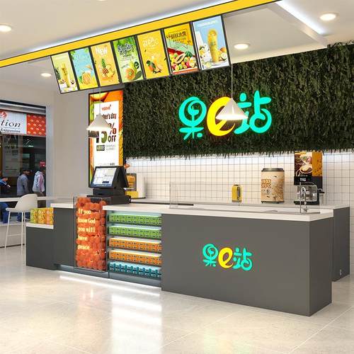 佳晨信水果店切果台大理石水果分切台收银柜台可定制切洗台水果台