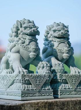 大门口石狮子摆件一对镇宅入户庭院柱子门前狮开业大吉送礼大气