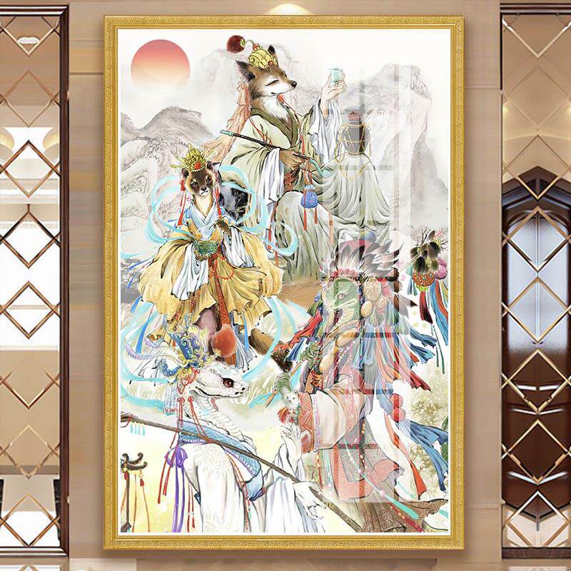 狐黄常莽十字绣新款客厅家用胡黄常蟒蛇狐狸四大Xian满砖5d钻石画