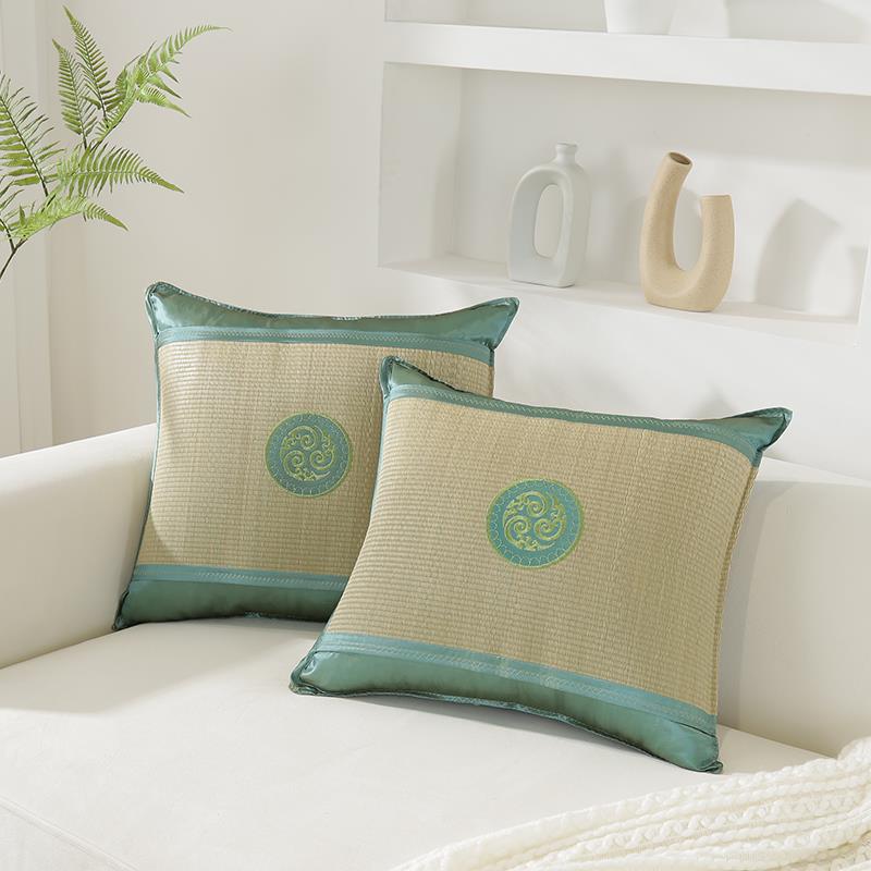 夏季蔺草双面凉席靠垫套沙发靠垫抱枕套办公室护腰靠垫套不含芯