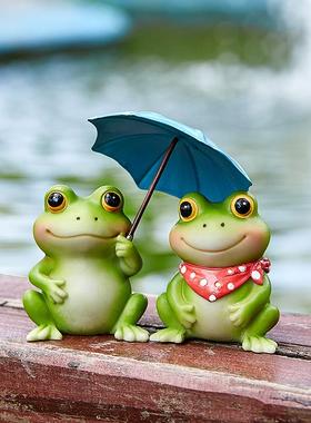 可爱青蛙摆件治愈系情绪稳定工位桌面解压花盆造景车载装饰品礼物