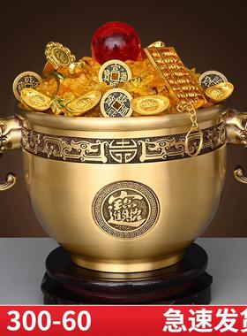 黄铜象鼻缸摆件财缸家用客厅聚宝盆铜米缸存钱罐铜百福缸招聚米缸