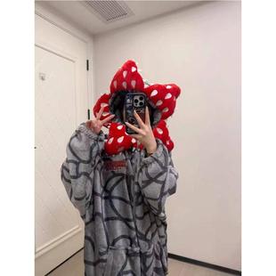 连帽可外穿趣味猎奇长款轻奢居家服怪奇物语ins风连体衣连帽睡袍