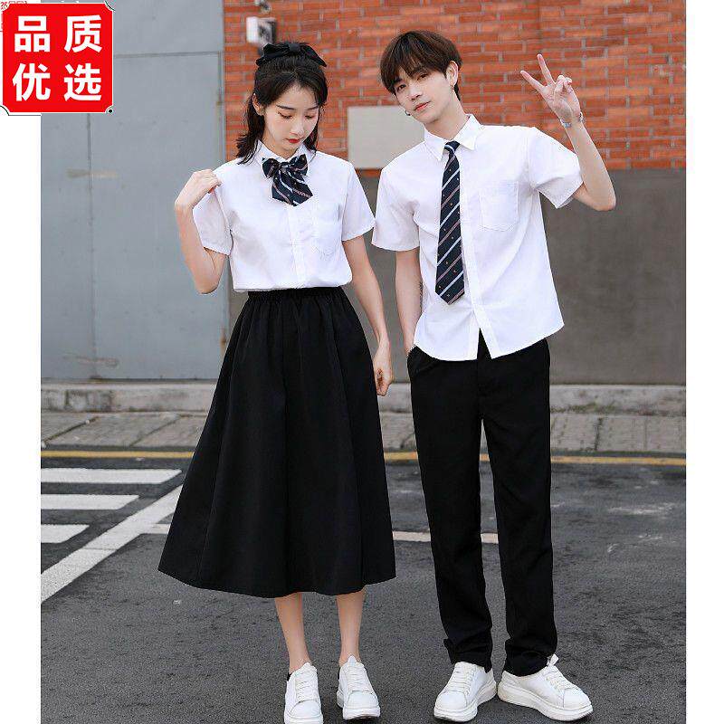 班服学院风夏季套装高中校服初中学生女生毕业照白衬衫制服表演服