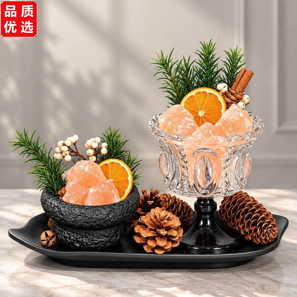 天然橙盐石扩香石散香器肉桂生财家居玄关摆件干花香氛装饰乔迁