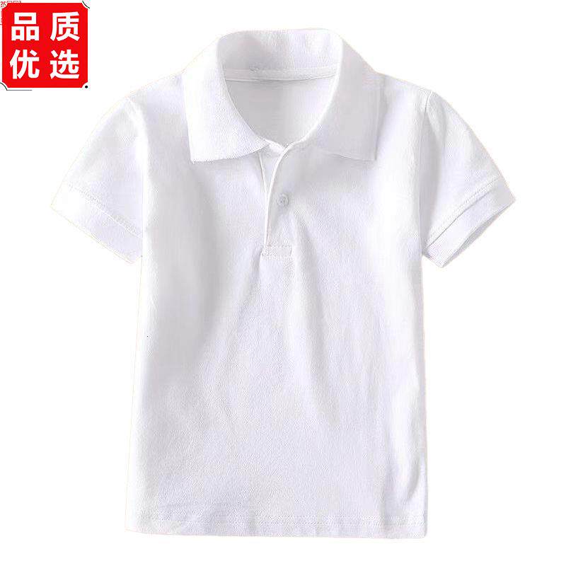 中小学生校服白色翻领T恤