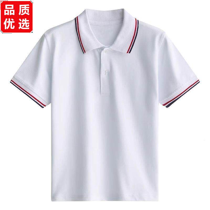 小学生校服polo衫白色短