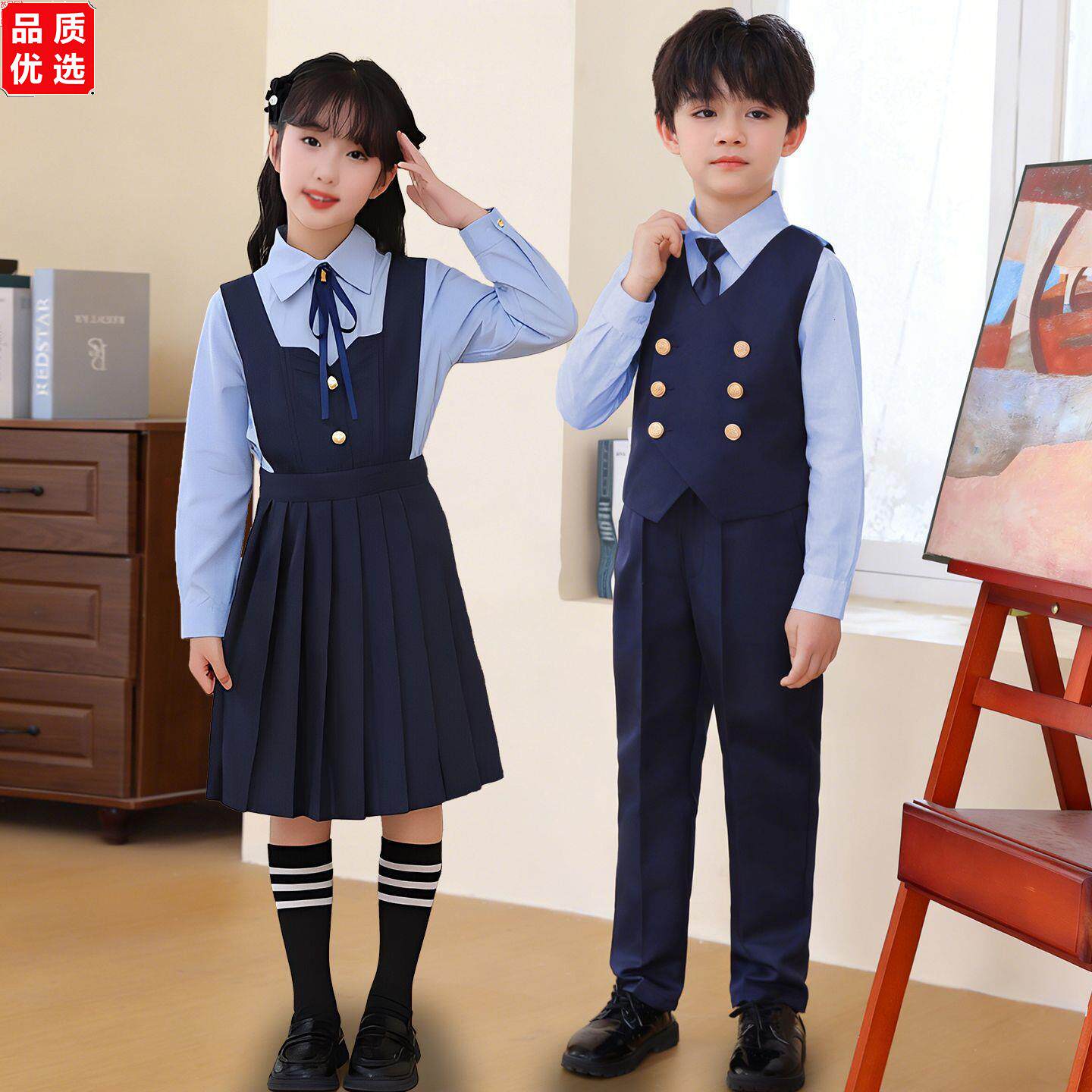 儿童学院风校服套装男女