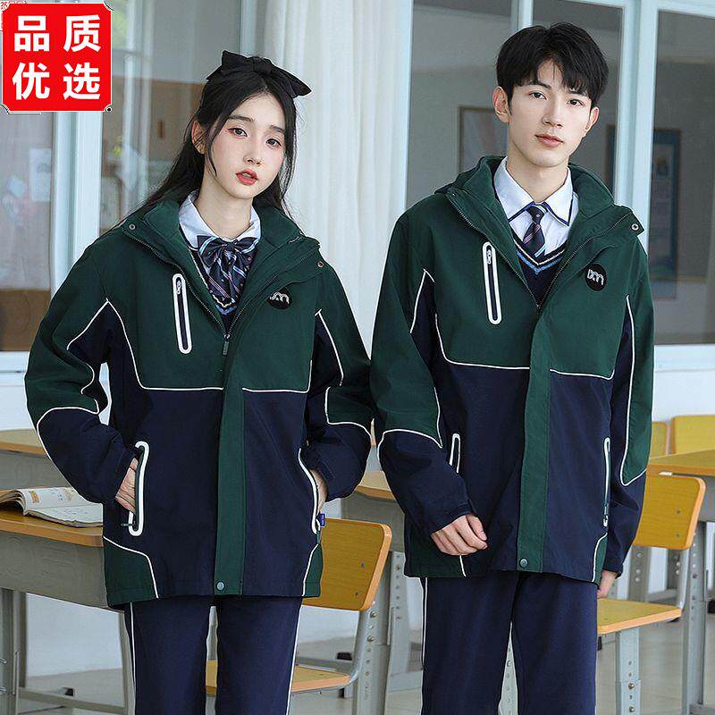 校服冲锋衣初中生班服冬