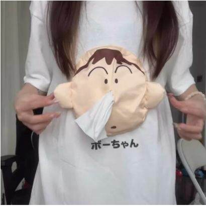 阿呆抽纸衣服丑鱼能放纸巾的T恤搞怪随身带纸短袖卫衣长袖秋邦邦