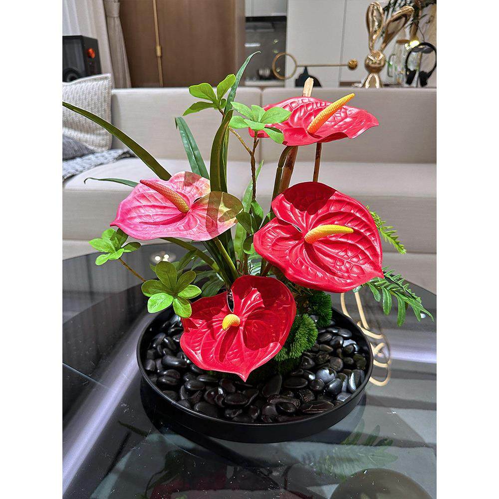 喜语彷真花红掌牡丹竹子桌面花艺餐桌圆盘花电视柜茶几摆件装饰花,家居饰品,仿真花/假花,淘宝优惠券,粉丝福利购,淘宝优惠卷