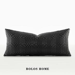 柏洛斯Hand 饰腰靠垫 woven轻奢黑色手工编织高级感样板房塌塌米装