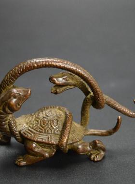 黄铜饰品四神宣武家装吉祥吉祥兽龟蛇古董青铜茶宠物陈设古董
