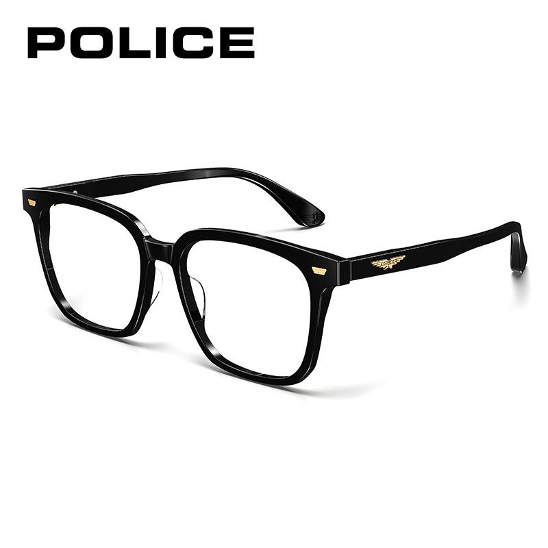 POLICE网红素颜近视GM时尚眼镜框平光镜男复古可配度数VPLR02K