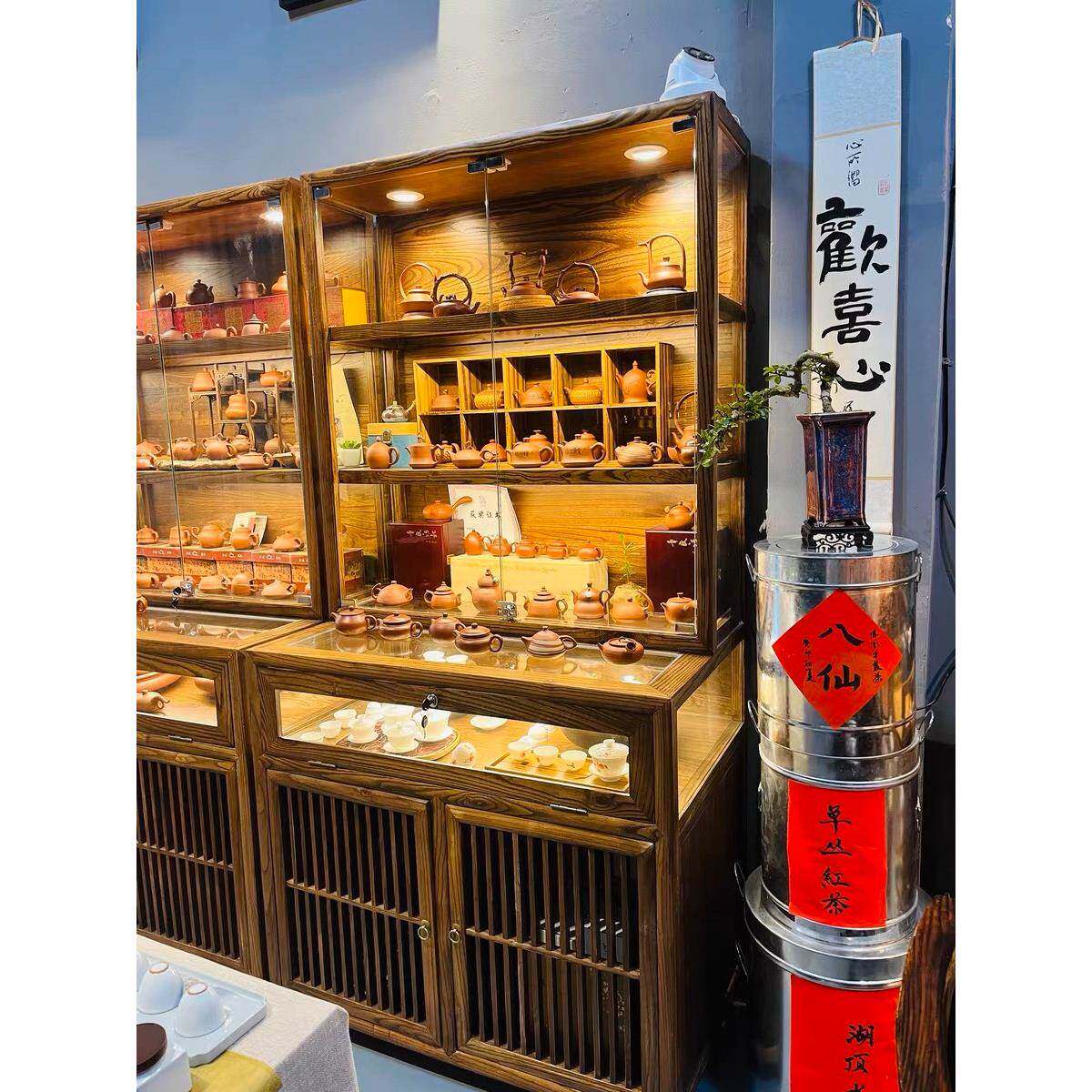 珠宝工厂玉器首饰玻璃博物馆陈列柜一体禅意商场烟酒柜中岛展示柜